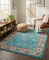 Casablanca Tapestry Collection Area Rug -  Marrakech (Arctic Aqua Blue) Rectangle Arctic Aqua Blue  lifestyle 15