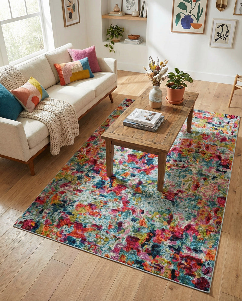 Chromatic Oasis Collection Area Rug -  Lagoon Rectangle Multi  lifestyle 44
