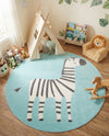 Wonder Tykes Collection Area Rug -  Vibrant Round Teal  lifestyle 41