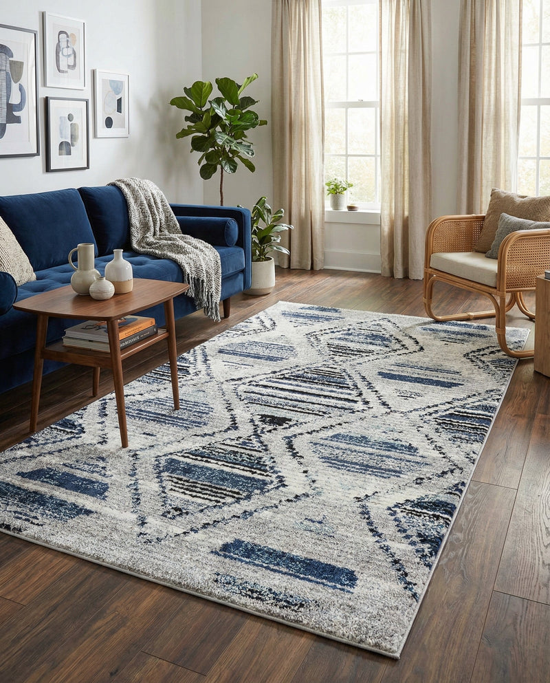 Marrakech Mosaic Collection Area Rug -  Atlas Rectangle Blue Gray  lifestyle 7