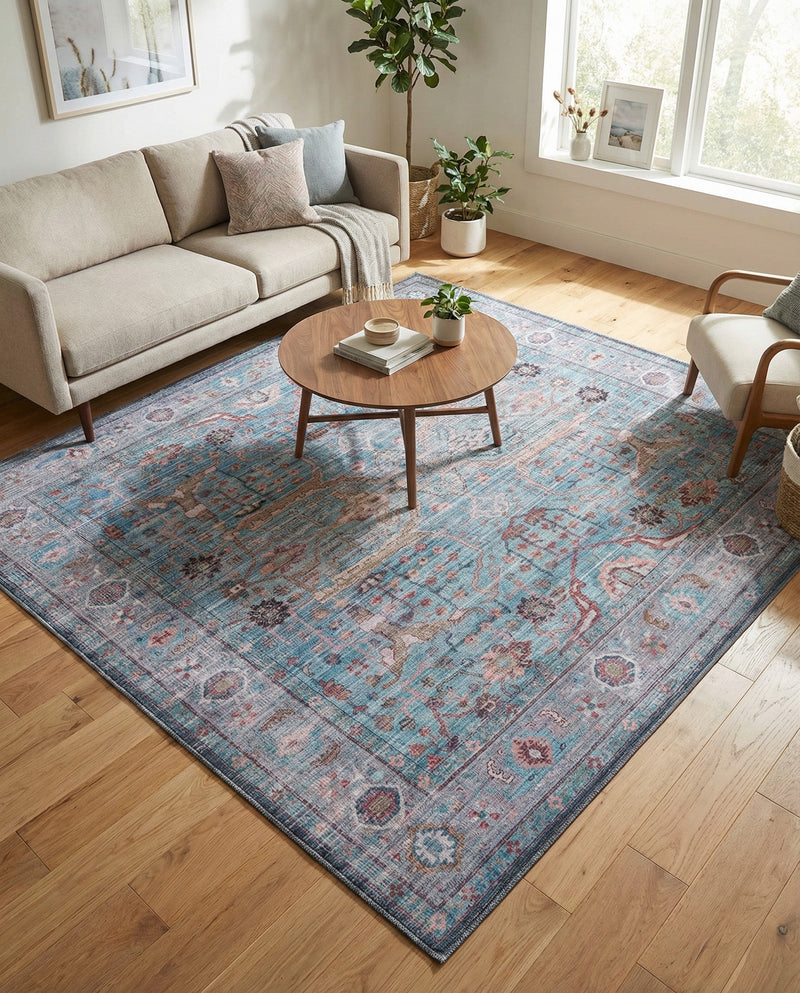 Zahara Oasis Collection Area Rug -  Marrakech Square Blue  lifestyle 73