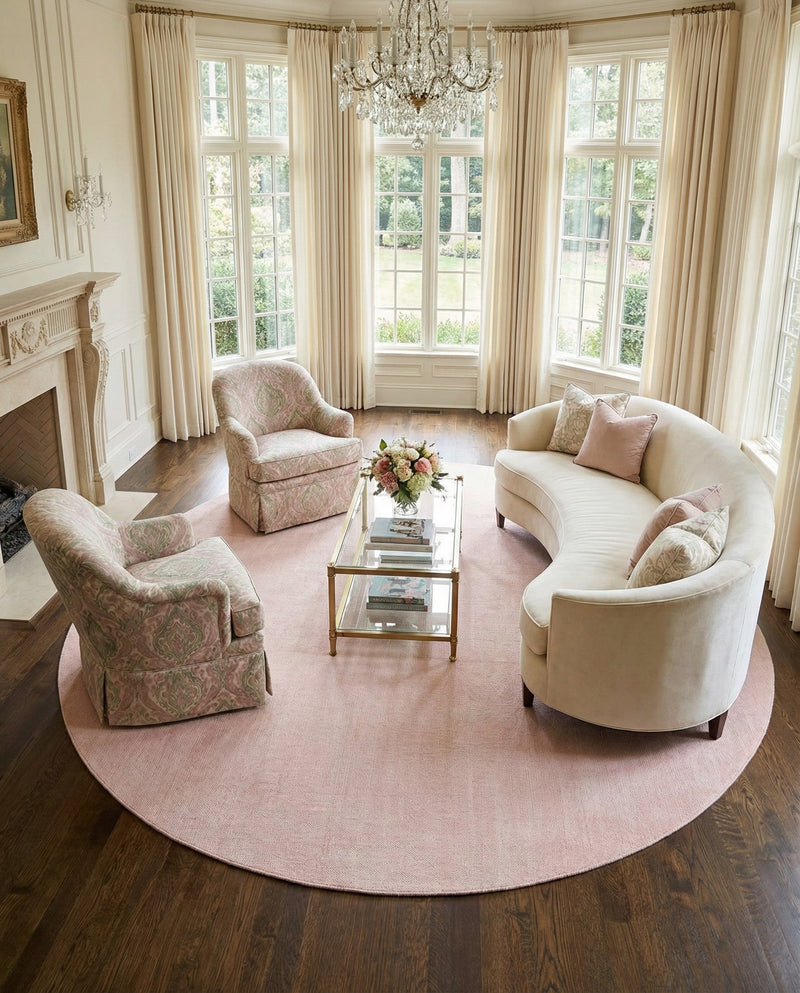 Berkshire Estate Collection Area Rug - Windsor (English Rose) Round English Rose  lifestyle 33