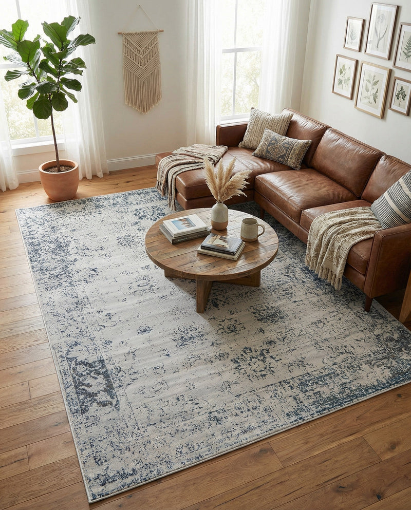 Riviera Elegance Collection Area Rug - Antibes (Light Blue) Rectangle Light Blue  lifestyle 4