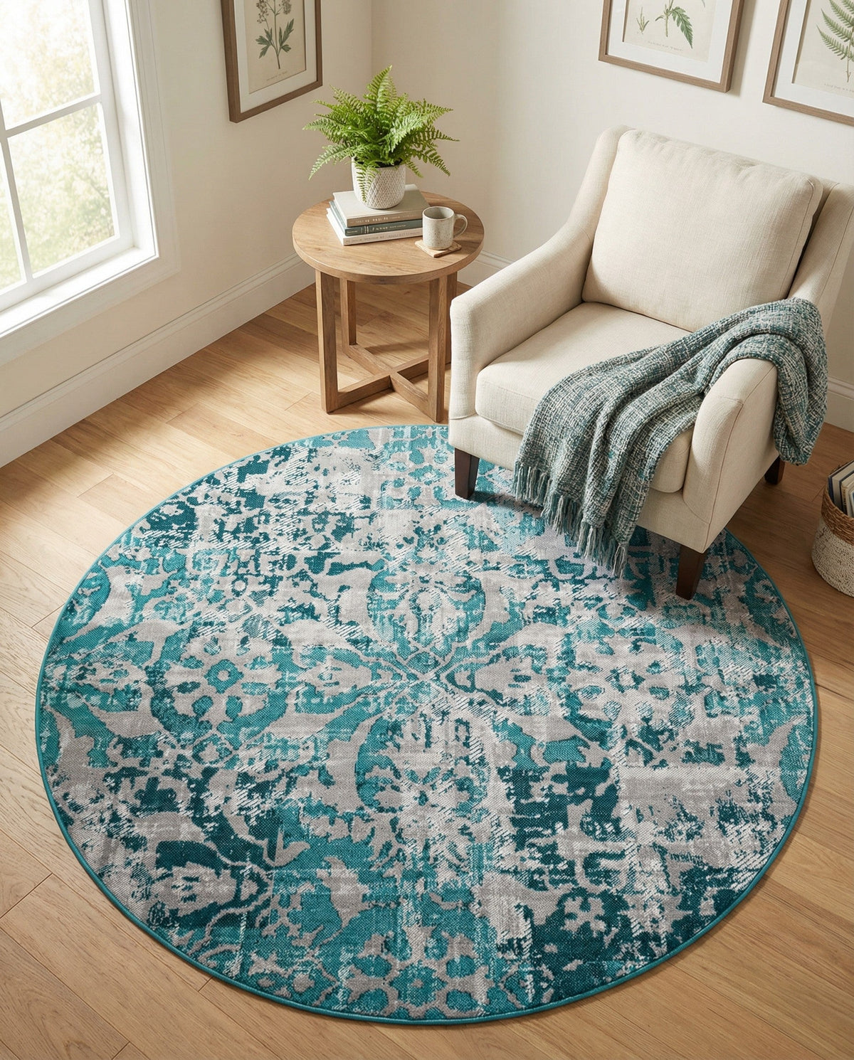 Geneva Terrace Collection Area Rug -  Morges Round Blue  lifestyle 73