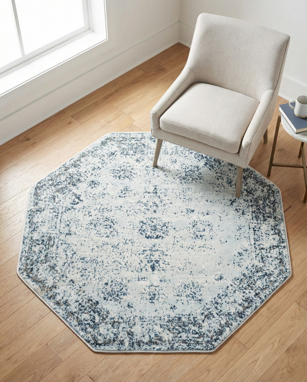 Riviera Elegance Collection Area Rug - Antibes (Light Blue) Octagon Light Blue  lifestyle 103