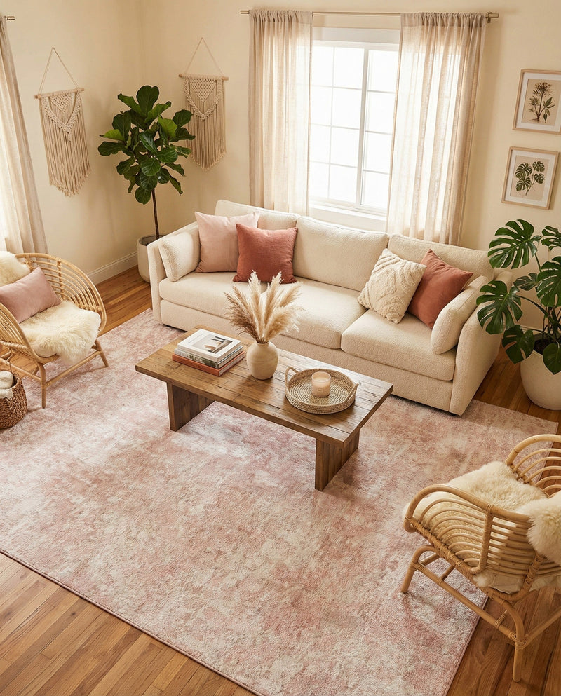 Luminara Sands Collection Area Rug - Elysium (Carnation Pink) Rectangle Carnation Pink  lifestyle 8