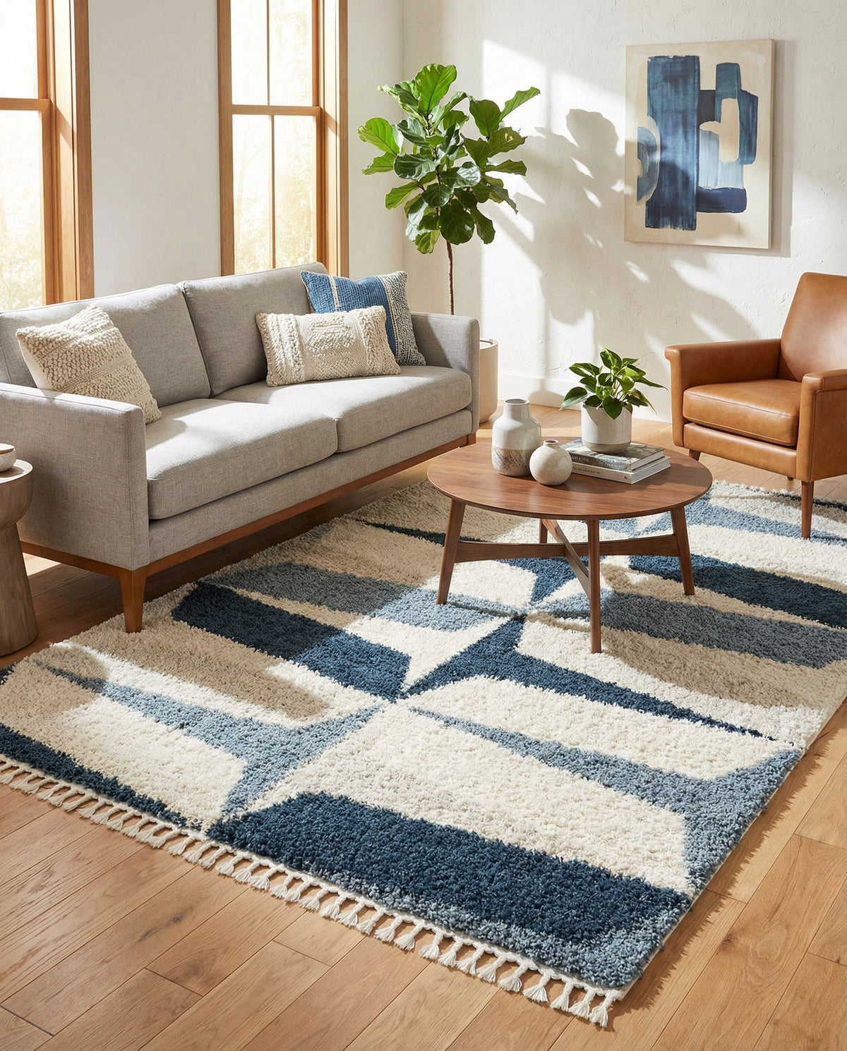 Cozy Cove Shag Collection Area Rug -  Tidewater Rectangle Blue  lifestyle 36