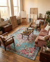 Chateau Elegance Collection Area Rug -  Riviera Rectangle Light Blue  lifestyle 23