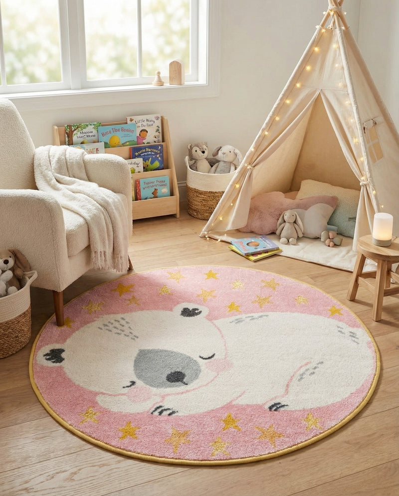 Wonder Tykes Collection Area Rug -  Jovial Round Pink  lifestyle 8