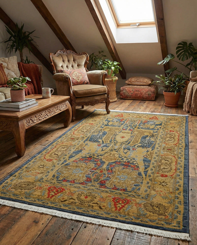 Persian Elegance Collection Area Rug -  Khorramabad Rectangle Navy Blue  lifestyle 15