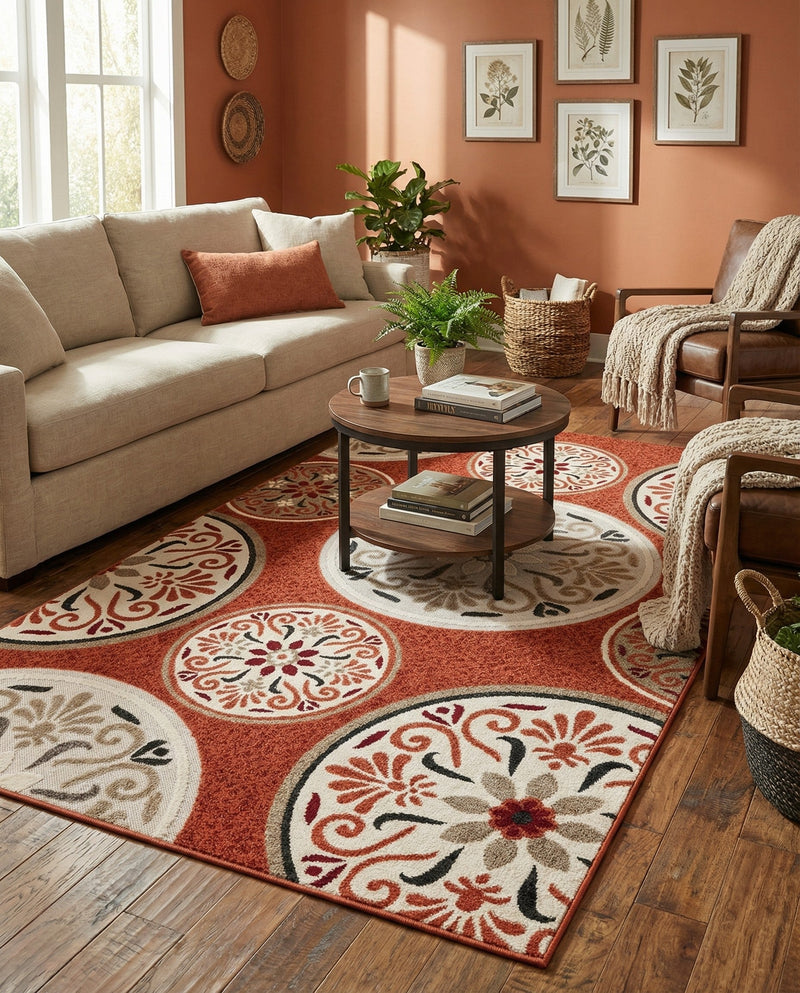 Urban Terrace Collection Area Rug -  Deck Rectangle Terracotta  lifestyle 48