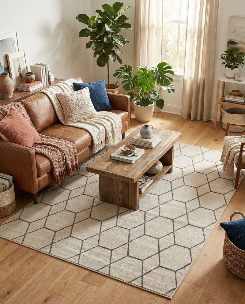 Trellis Mosaic Collection Area Rug - Arborville (Ivory) Rectangle Ivory  lifestyle 22