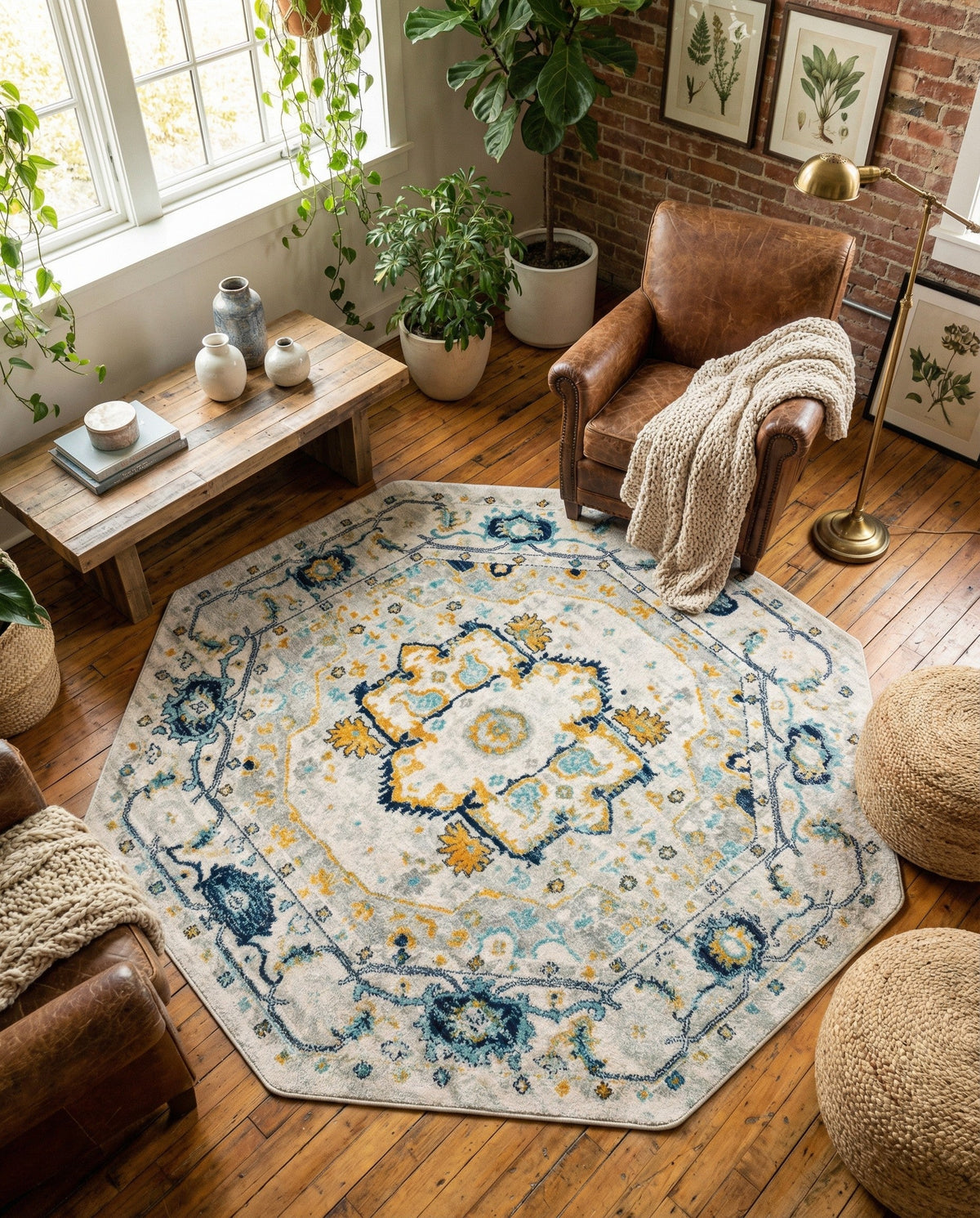 Parisian Elegance Collection Area Rug - Versailles (Gray) Octagon Gray  lifestyle 99