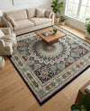 Persian Elegance Collection Area Rug -  Hamedan (Navy Blue) Square Navy Blue  lifestyle 66