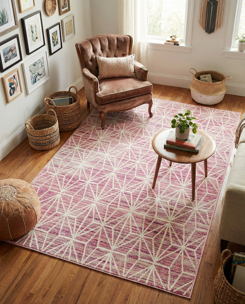 Metro Heights Collection Area Rug -  Hudson Rectangle Pink  lifestyle 43