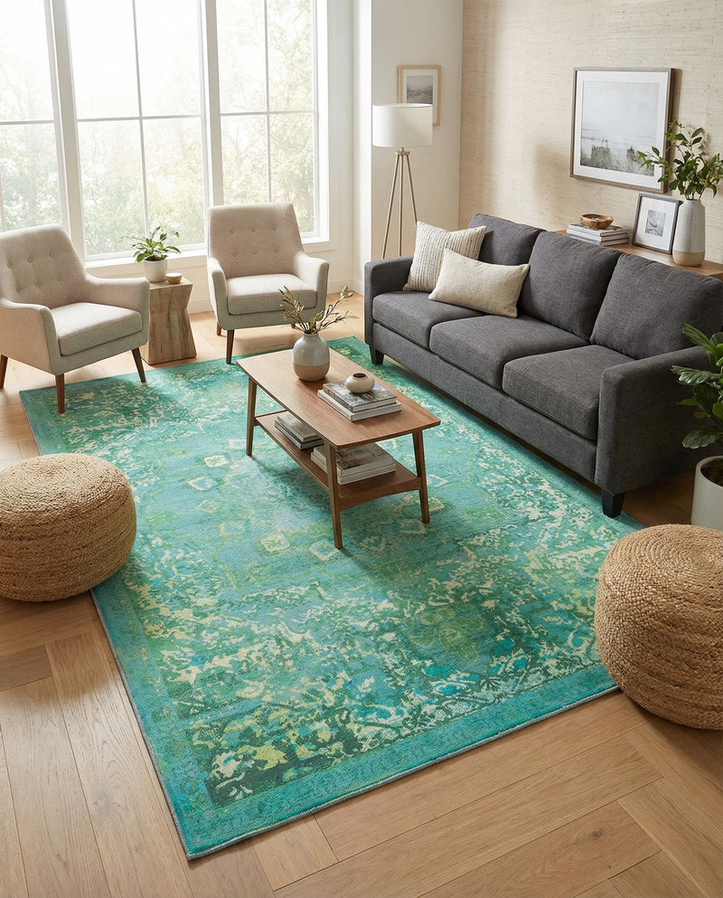 Baroque Era Collection Area Rug - Versailles (Spring Green) Rectangle Spring Green  lifestyle 20