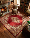 Tabriz Tapestry Collection Area Rug - Azerbaijan (Burgundy) Square Burgundy  lifestyle 32