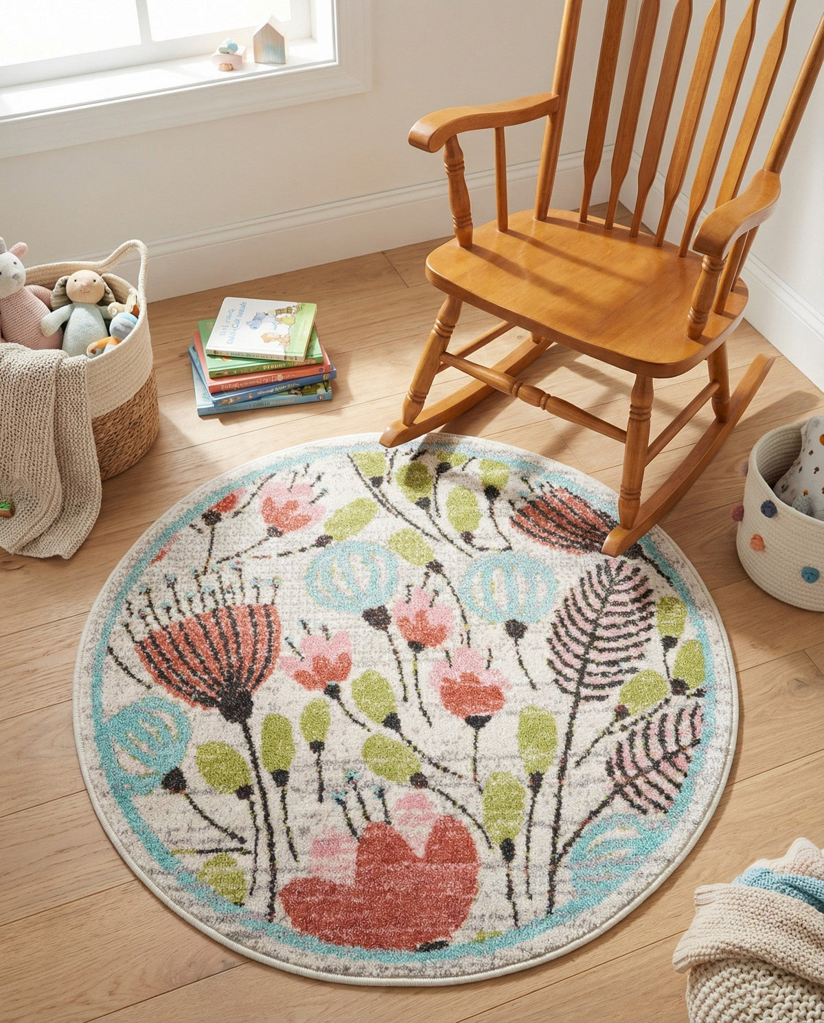 Wonder Tykes Collection Area Rug -  Fantasy Round Ivory  lifestyle 100