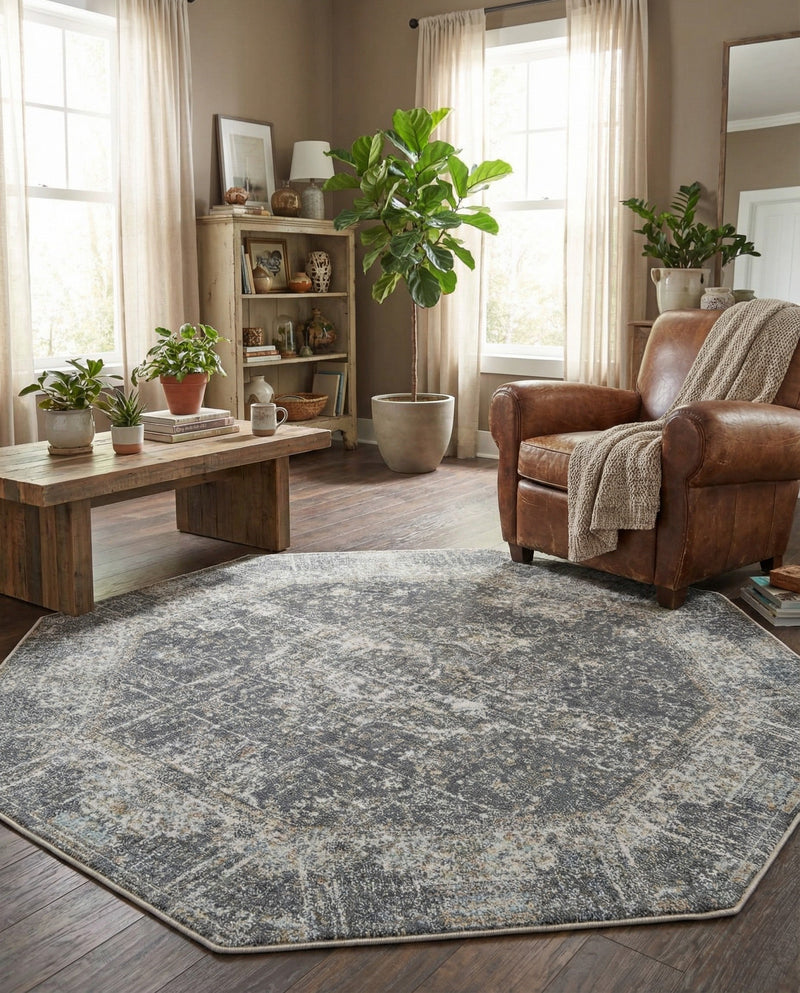 Caribbean Breeze Collection Area Rug -  Utila Octagon Fume Gray  lifestyle 47