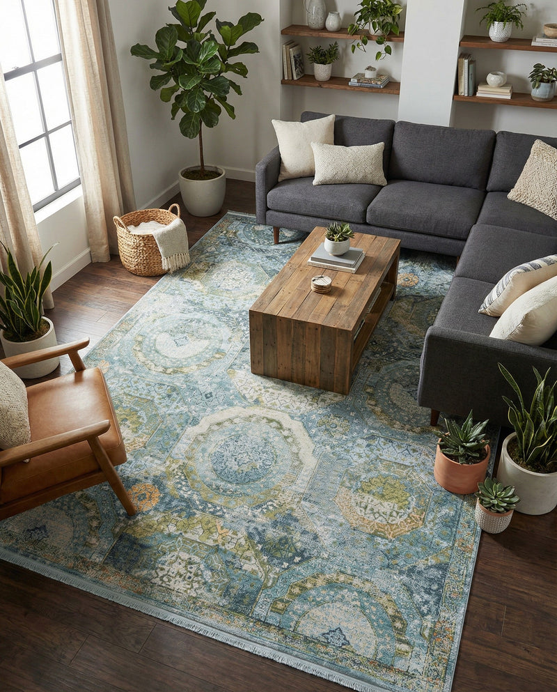 Caribbean Breeze Collection Area Rug -  Lucia Rectangle Light Blue  lifestyle 26