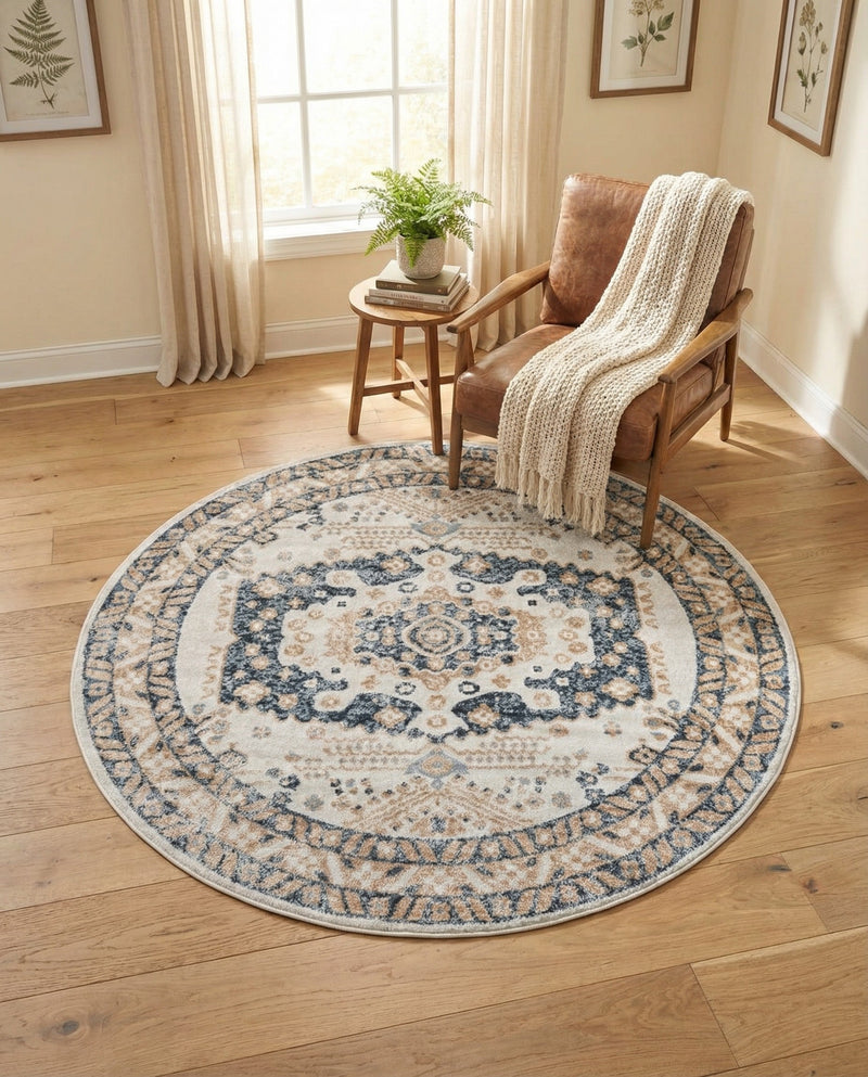 Cambridge Classics Collection Area Rug -  Pembroke (Cream) Round Cream  lifestyle 65