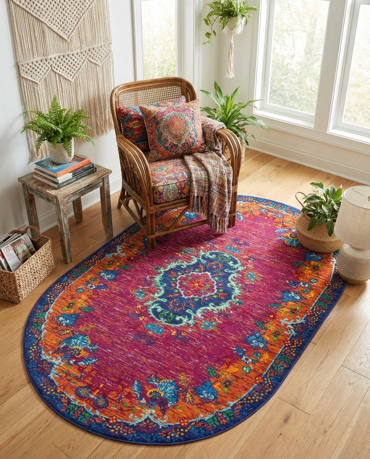 Caribbean Cove Collection Area Rug -  Nevis Oval Fuchsia  lifestyle 92