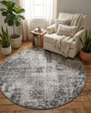 Riviera Elegance Collection Area Rug -  Grasse Round Dark Gray  lifestyle 55
