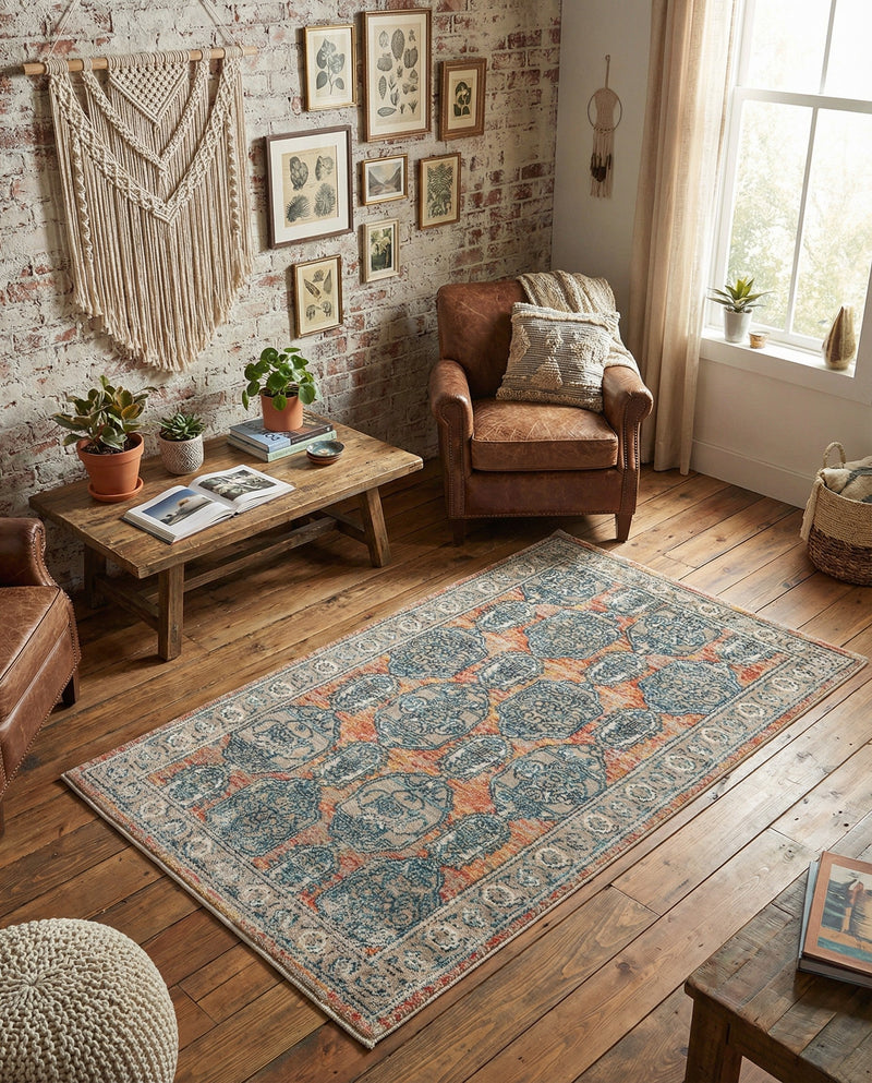 Seville Stripes Collection Area Rug -  Granada (Brick Red) Rectangle Brick Red  lifestyle 4