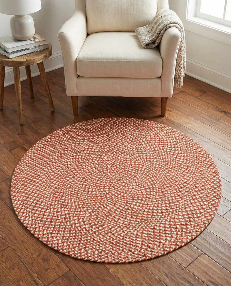 Highland Woven Jute Collection Area Rug - Glenmore (Rust Red) Round Rust Red  lifestyle 62