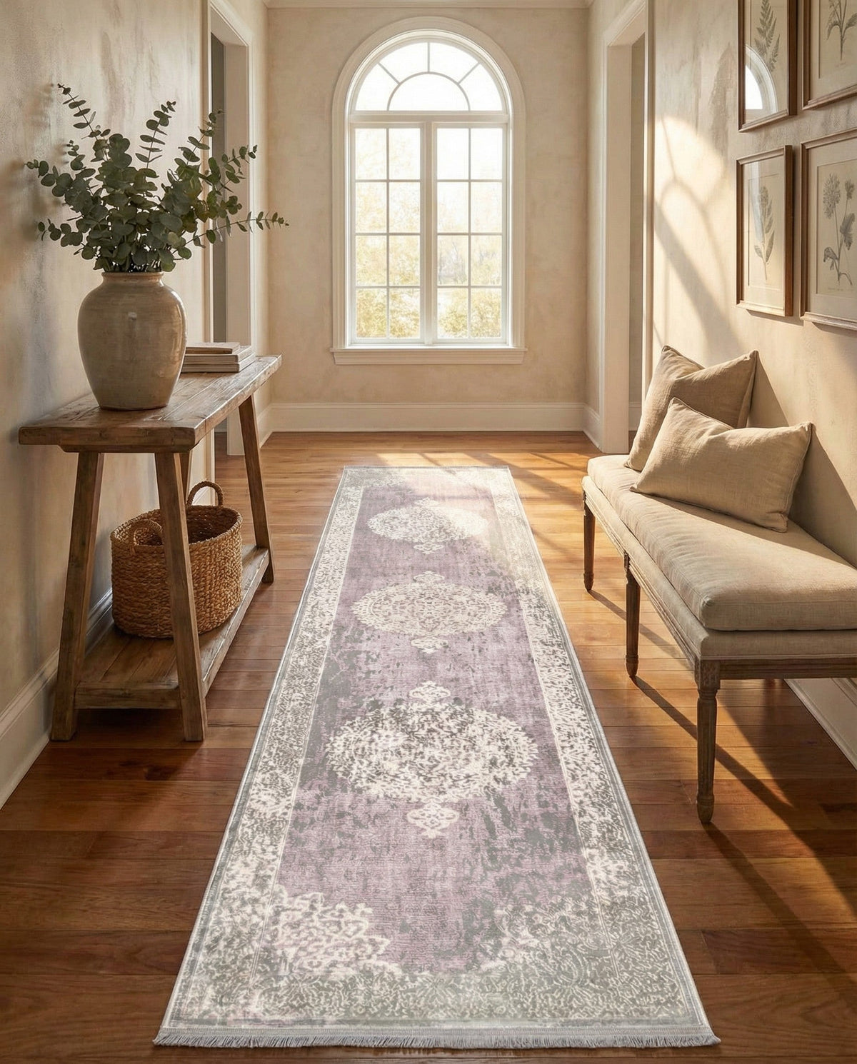 Rustic Charm Revival Collection Area Rug -  Meadowland Runner Purple  lifestyle 129