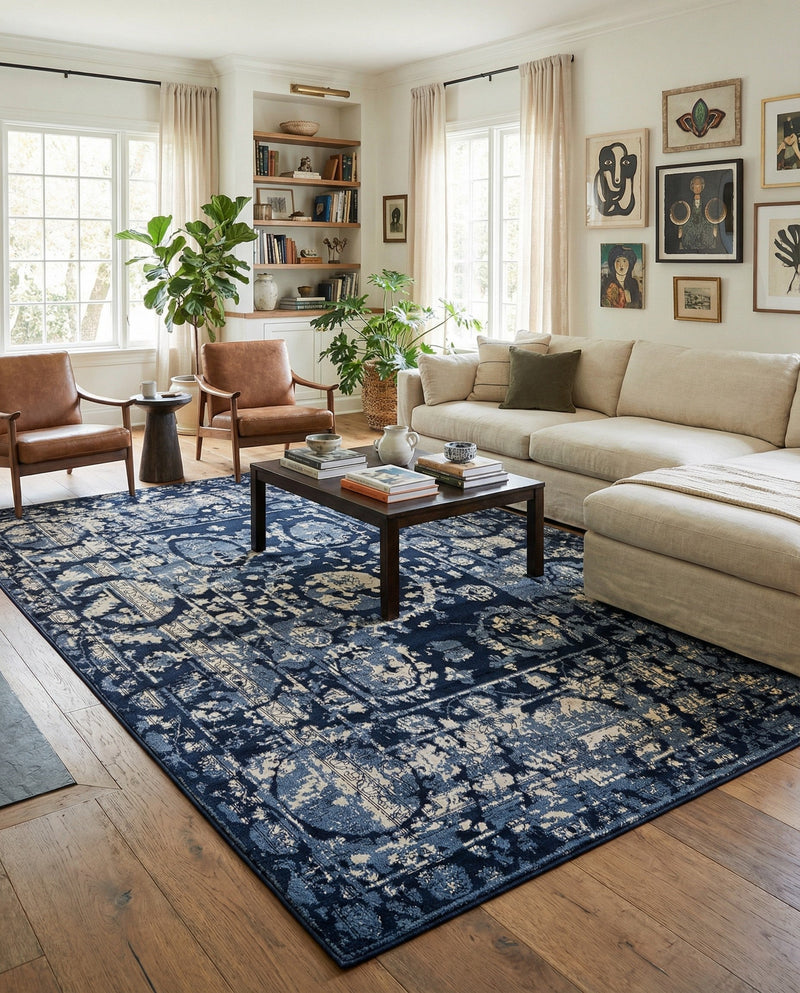 Horizon Collection Area Rug -  Zenith Rectangle Blue  lifestyle 50