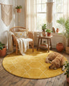 Trellis Mosaic Collection Area Rug - Arborville (Yellow) Round Yellow  lifestyle 63