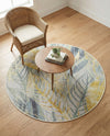 Seaside Blooms Collection Area Rug -  Blossom Round Gray Ivory Yellow  lifestyle 77