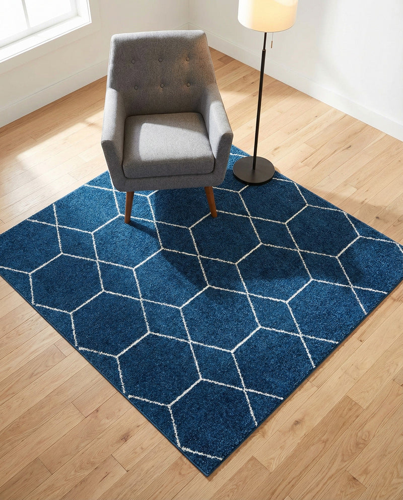 Trellis Mosaic Collection Area Rug - Arborville (Navy Blue) Square Navy Blue  lifestyle 32