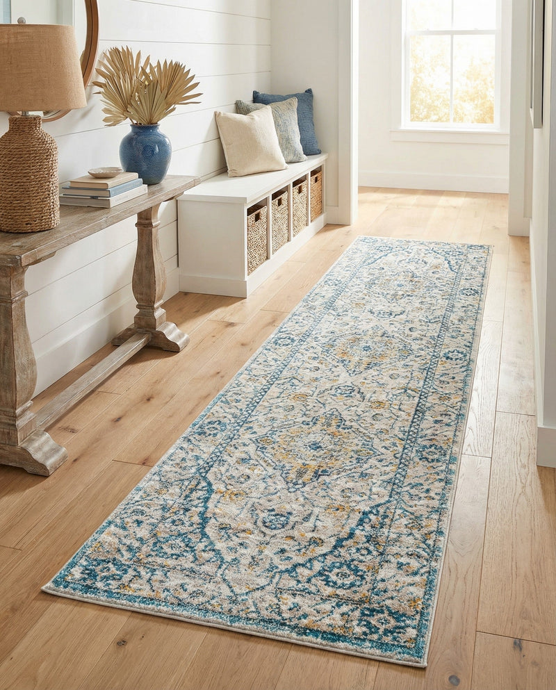 Seville Stripes Collection Area Rug - Cadiz (Light Gray) Runner Light Gray  lifestyle 71