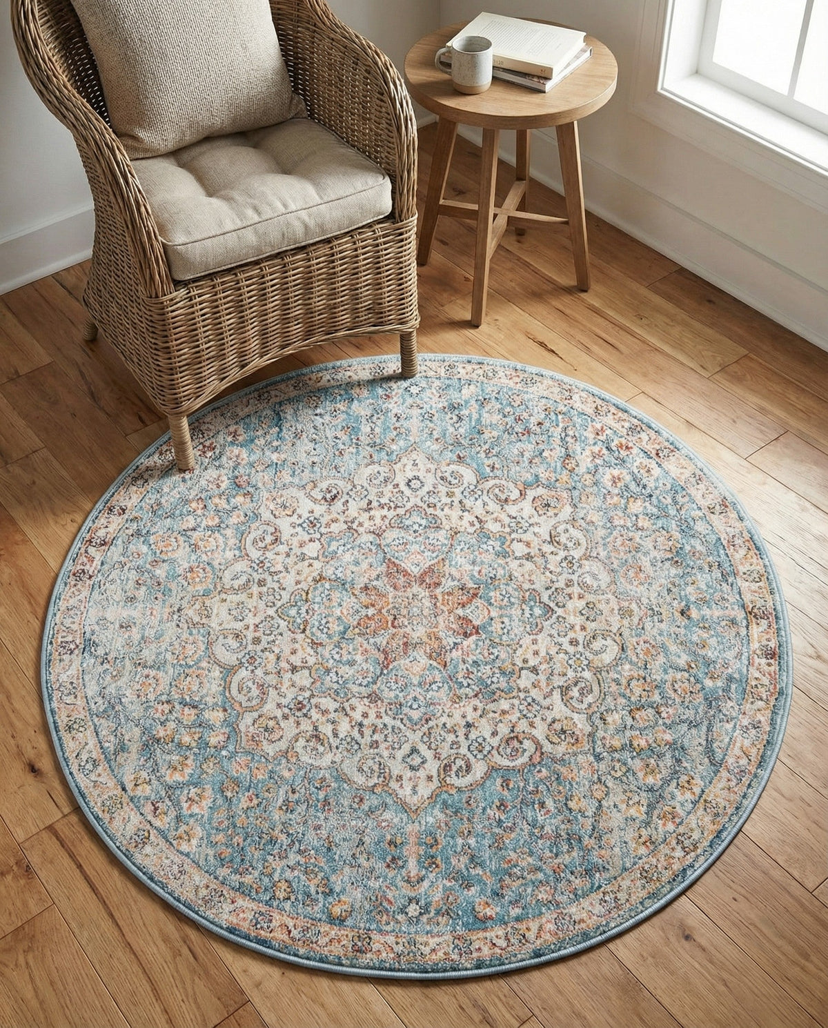 Coastal Haven Collection Area Rug - Seabreeze (Blue) Round Blue  lifestyle 82