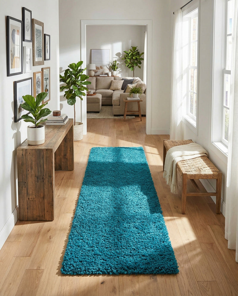 Plush Oasis Collection Area Rug - Serenity (Turquoise) Runner Turquoise  lifestyle 72