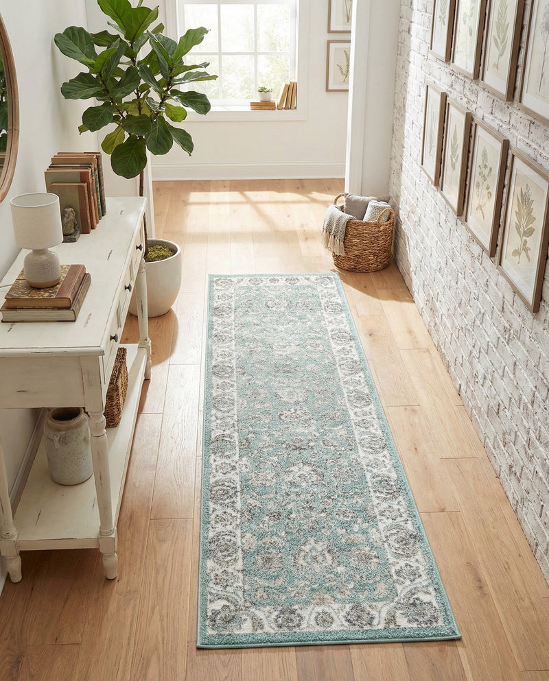 Adriana Terrace Collection Area Rug -  Positano (Aqua) Runner Aqua  lifestyle 68