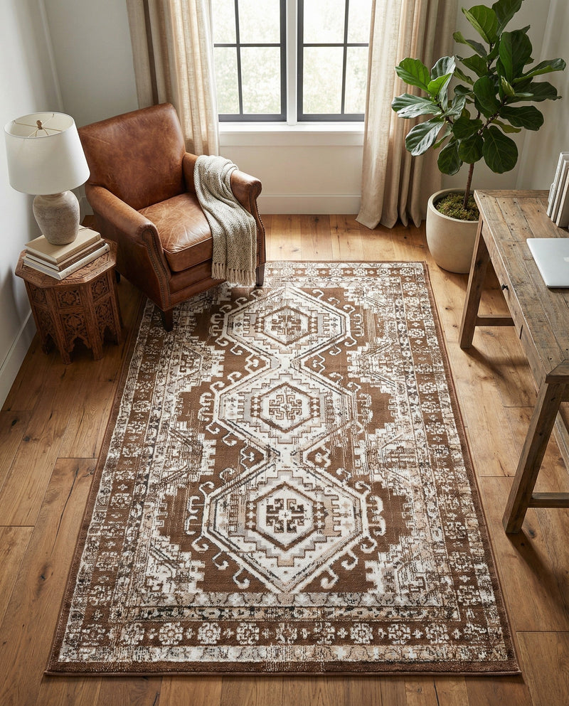 Savannah Elegance Collection Area Rug -  Tybee (Brown) Rectangle Brown  lifestyle 23