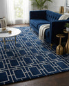 Hollywood Luxe Collection Area Rug -  Beverly (Navy Blue Silver) Rectangle Navy Blue Silver  lifestyle 14