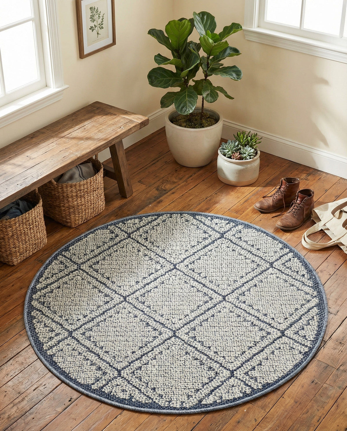 Savannah Pergola Collection Area Rug -  Eden Round Navy Blue  lifestyle 175