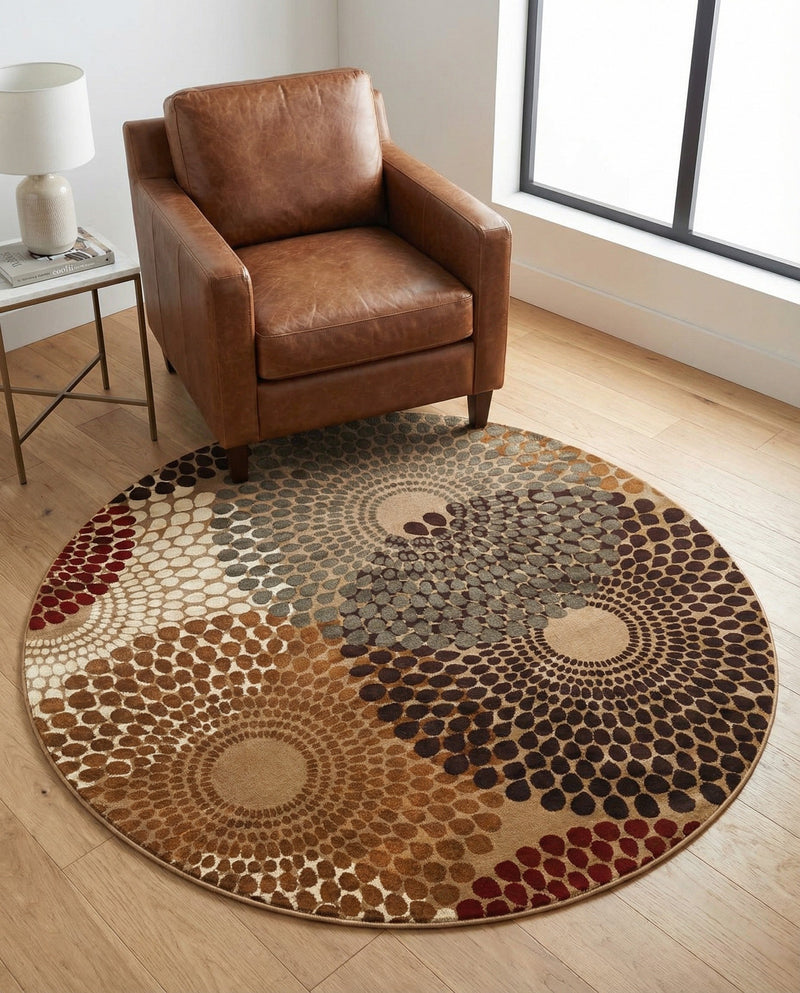 Bistro Lounge Collection Area Rug -  Cappuccino Round Beige  lifestyle 61