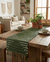 Thar Cotton Collection Area Rug - Jaisalmer (Green) Table Runner Green  lifestyle 53