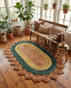 Woven Seaside Jute Collection Area Rug - Coastalhaven (Orange Green Yellow) Oval Orange Green Yellow  lifestyle 32