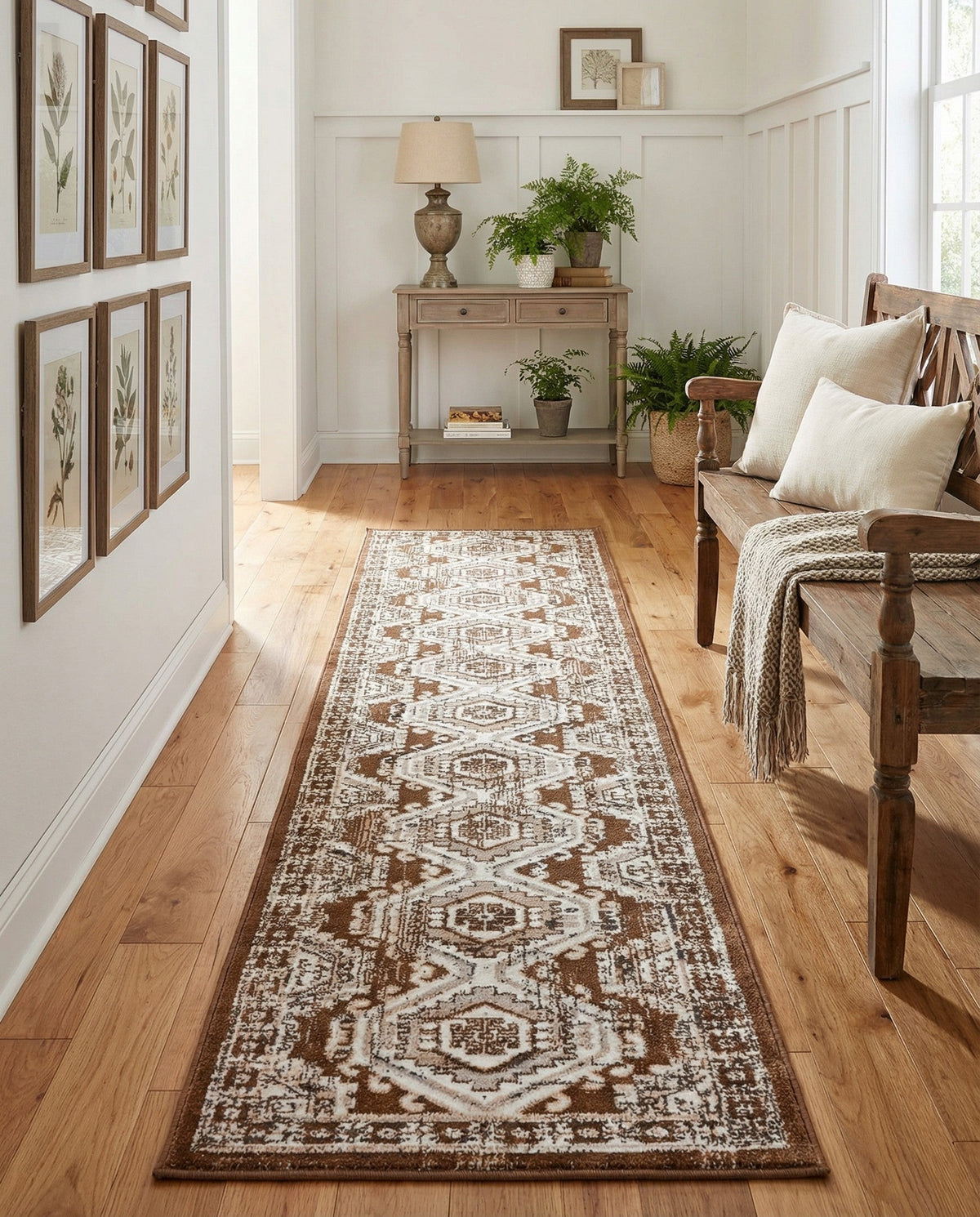 Savannah Elegance Collection Area Rug -  Tybee (Brown) Runner Brown  lifestyle 90