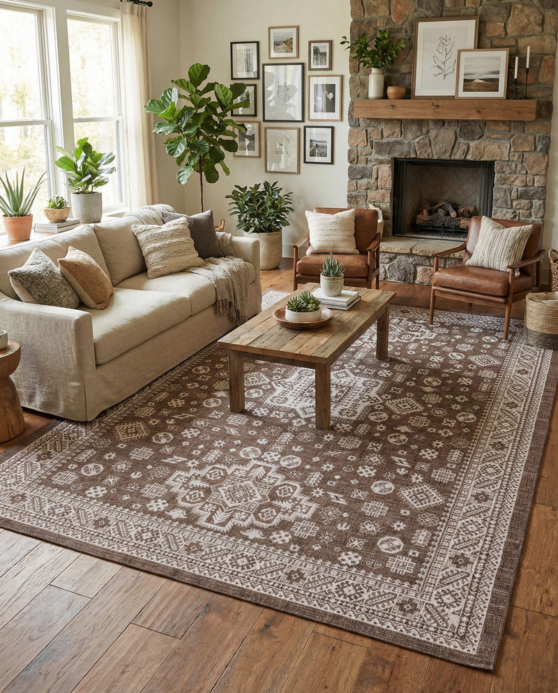 Tribal Terrace Treasures Collection Area Rug -  Incan Isle (Brown) Rectangle Brown  lifestyle 25