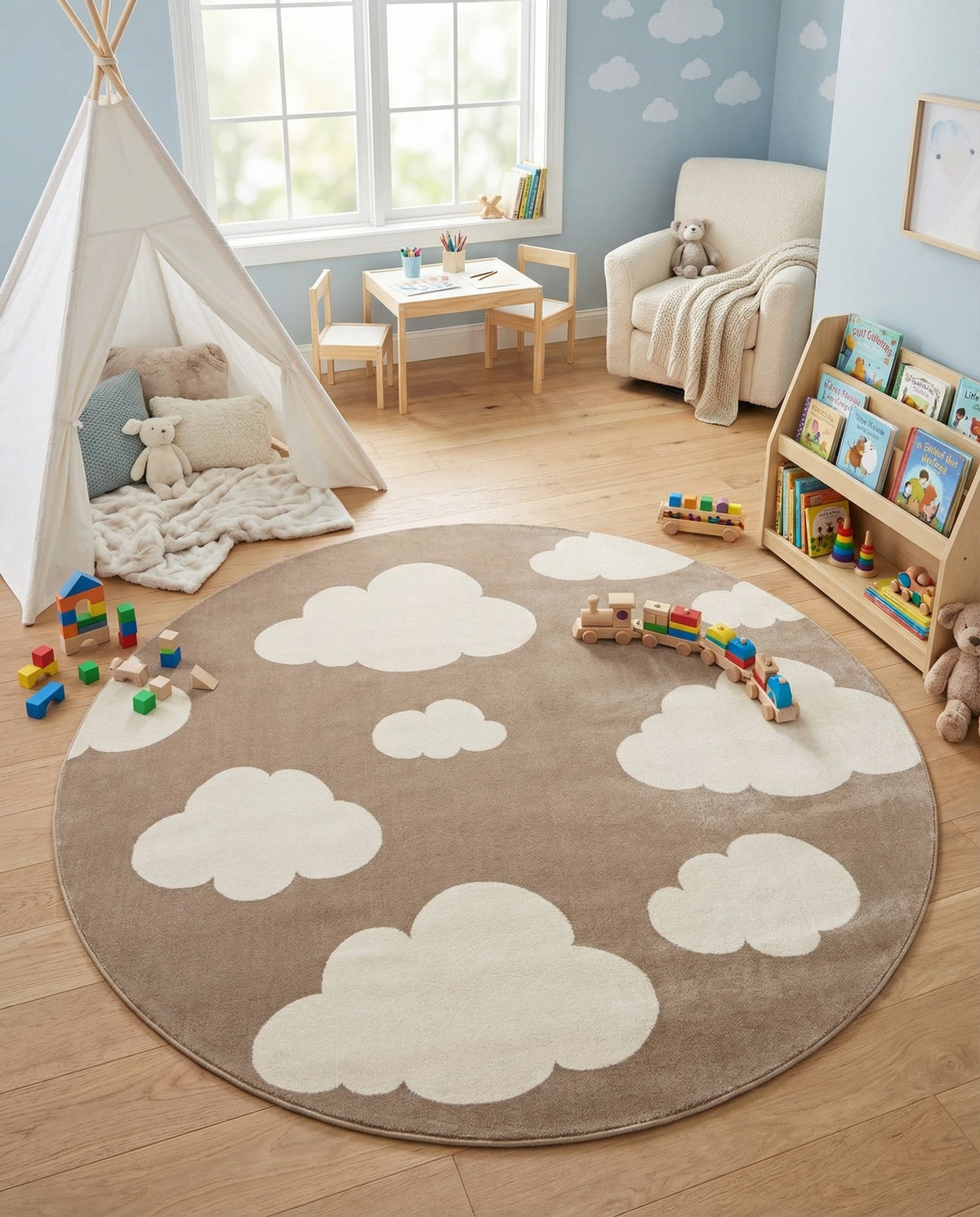 Wonder Tykes Collection Area Rug -  Dreamview Round Hazelnut Beige  lifestyle 93