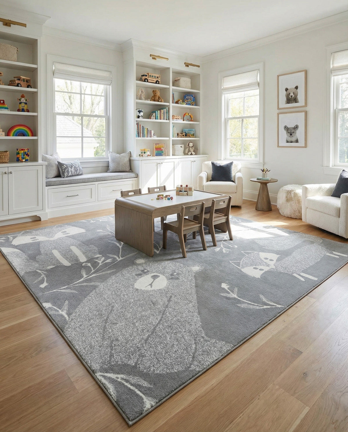 Wonder Tykes Collection Area Rug -  Quirky Square Gray  lifestyle 96