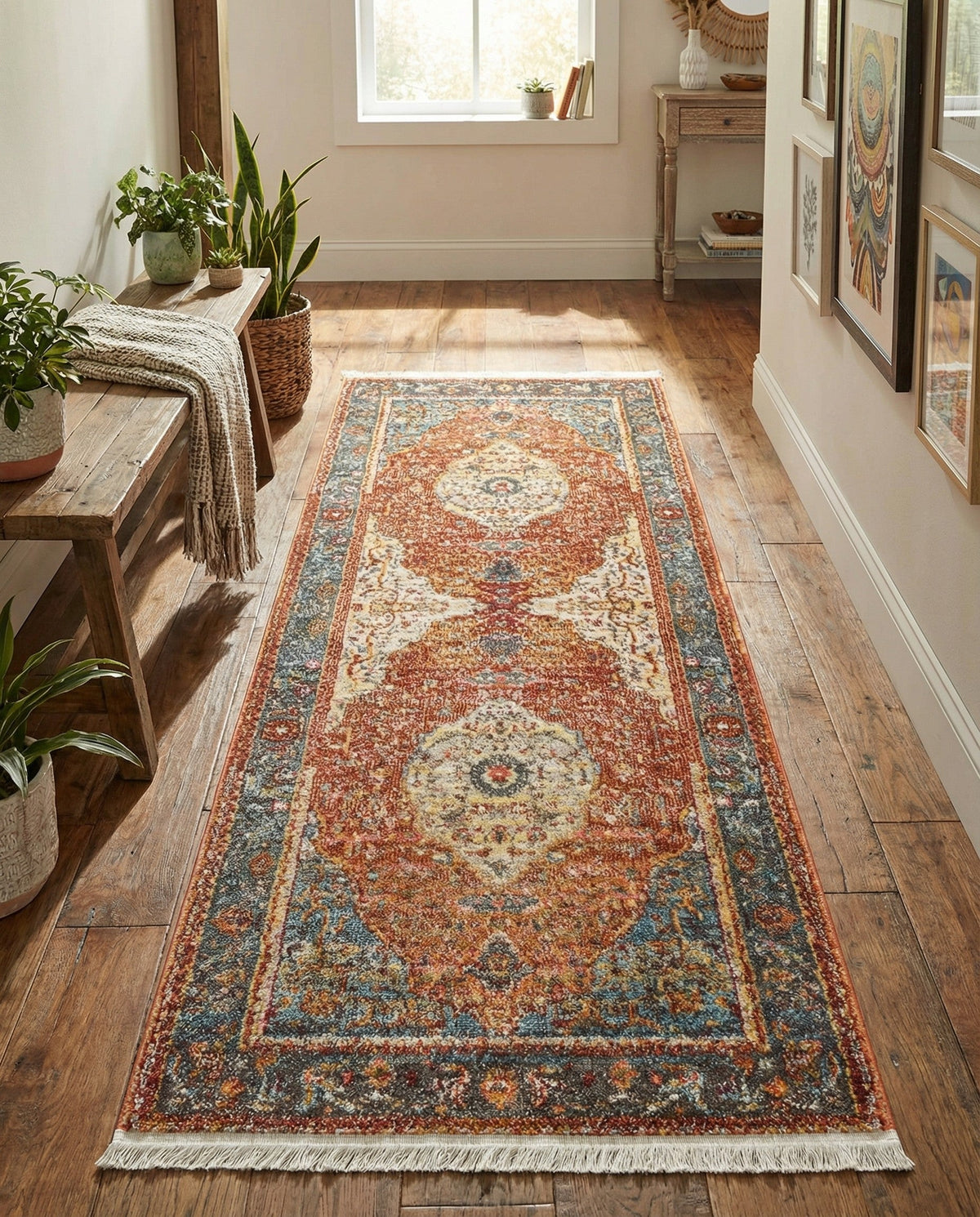 Caribbean Breeze Collection Area Rug -  Vieques Runner Rust Red  lifestyle 98