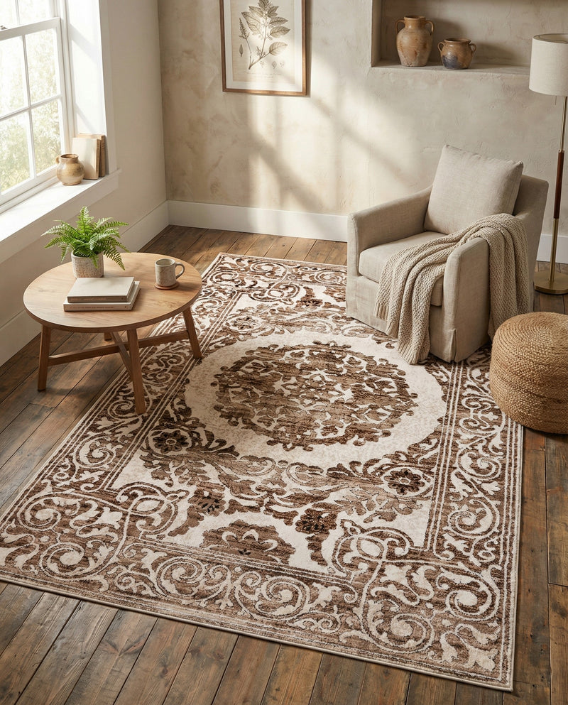 Sanctuary Retreat Collection Area Rug -  Enclave Rectangle Chocolate Brown  lifestyle 12